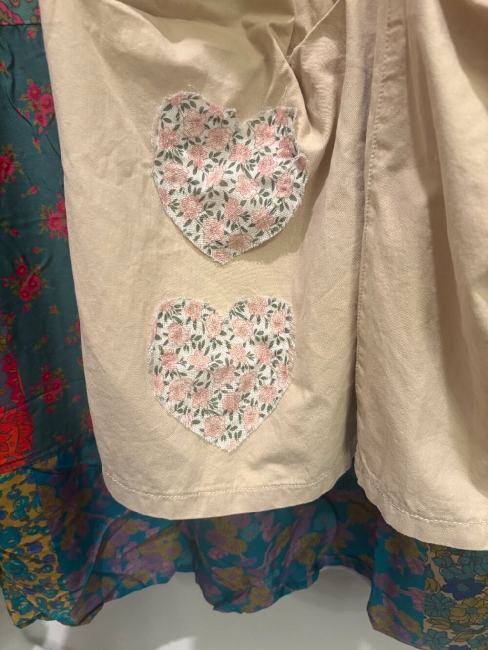 POL size Medium Light Tan Patchwork Overalls - Picture 8 of 9